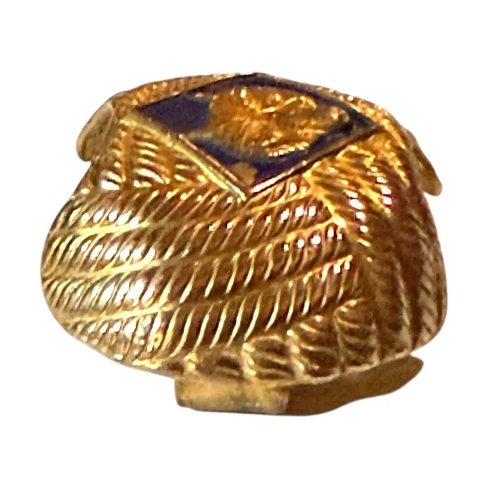 Vintage Cub Scout Wolf Rank Neckerchief Slide Boys Gold Tone Blue Enamel